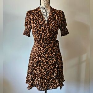 NWT Blue Rain animal print faux wrap dress size small